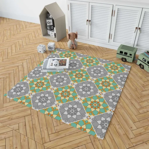 Moroccan Geometric Floral Design Rug 1