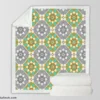 Moroccan Geometric Floral Design Sherpa Fleece Blanket