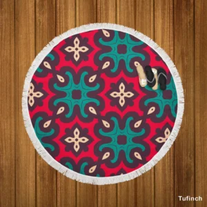 Moroccan Geometrics Artwork Round Beach Towel