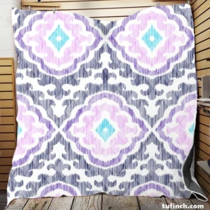 Moroccan Ikat Eccentric Design Quilt Blanket