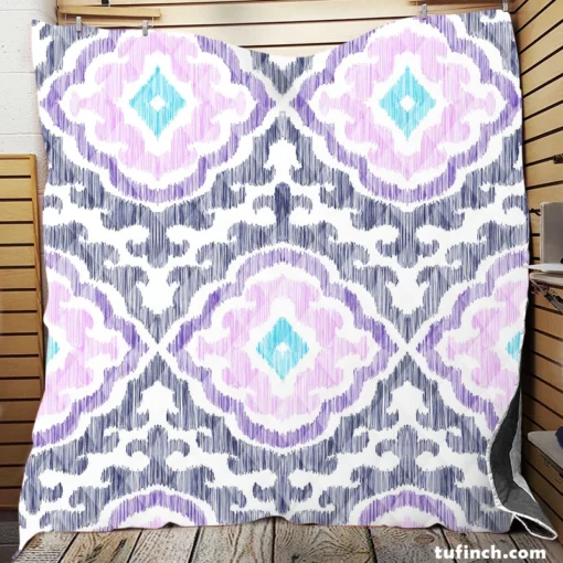 Moroccan Ikat Eccentric Design Quilt Blanket