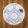 Moroccan Ikat Eccentric Design Round Beach Towel