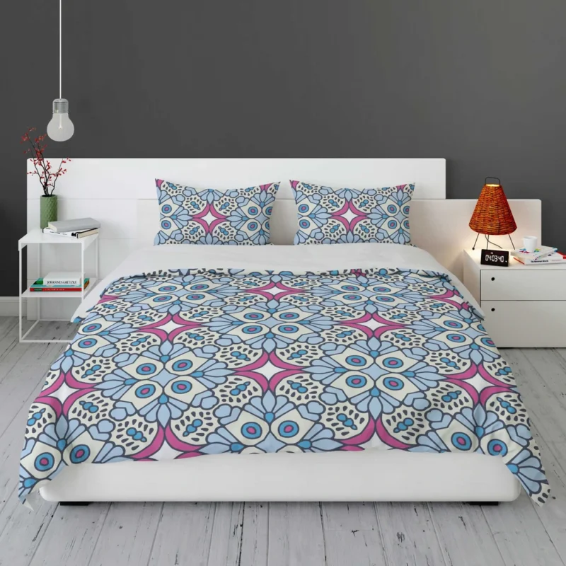 Moroccan Pink Blue Design Bedding Set 1