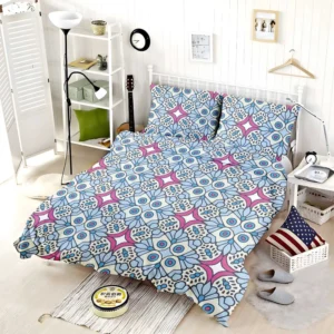 Moroccan Pink Blue Design Bedding Set