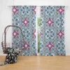 Moroccan Pink Blue Design Curtain