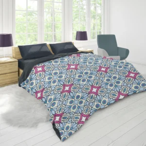 Moroccan Pink Blue Design Duvet Cover 1