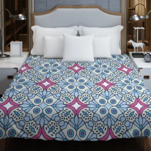 Moroccan Pink Blue Design Duvet Cover