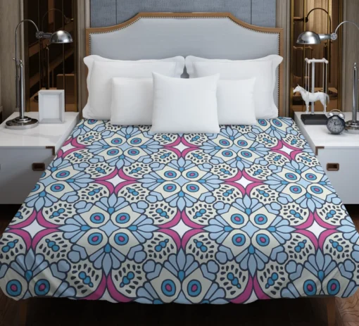 Moroccan Pink Blue Design Duvet Cover