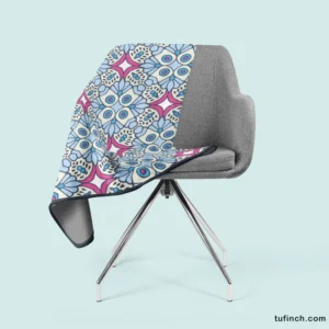 Moroccan Pink Blue Design Fleece Blanket 2