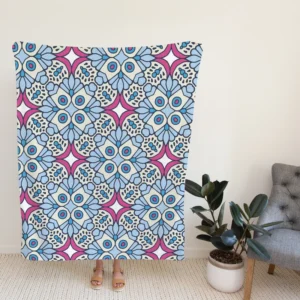 Moroccan Pink Blue Design Fleece Blanket