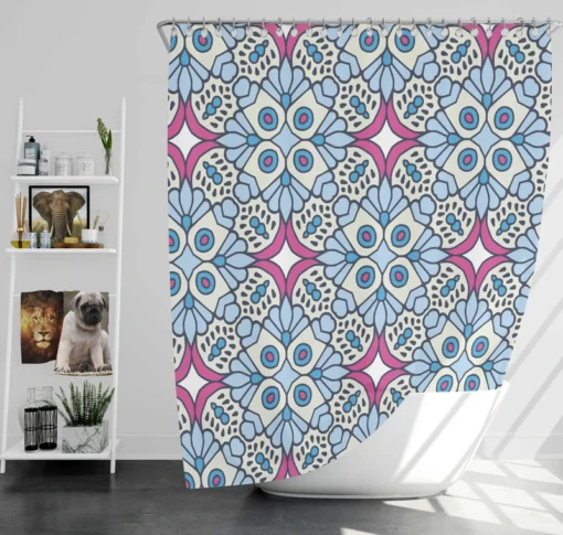 Moroccan Pink Blue Design Shower Curtain