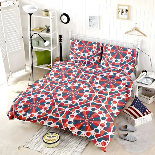 Moroccan Red Blue Design Bedding Set