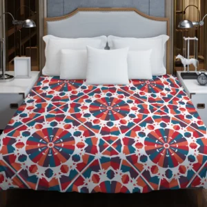 Moroccan Red Blue Design Duvet Cover