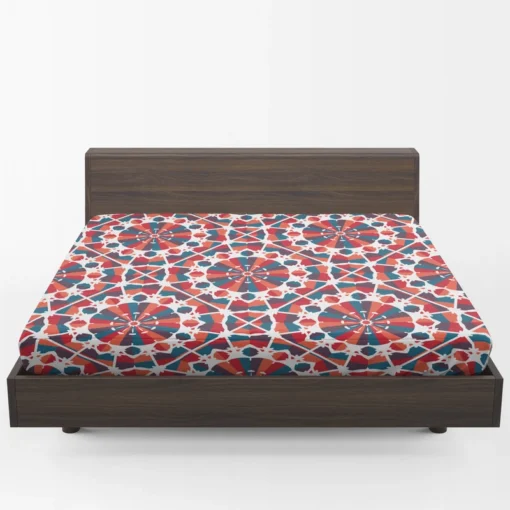 Moroccan Red Blue Design Fitted Sheet 1