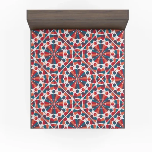 Moroccan Red Blue Design Fitted Sheet