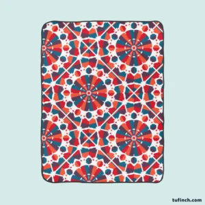 Moroccan Red Blue Design Fleece Blanket 1