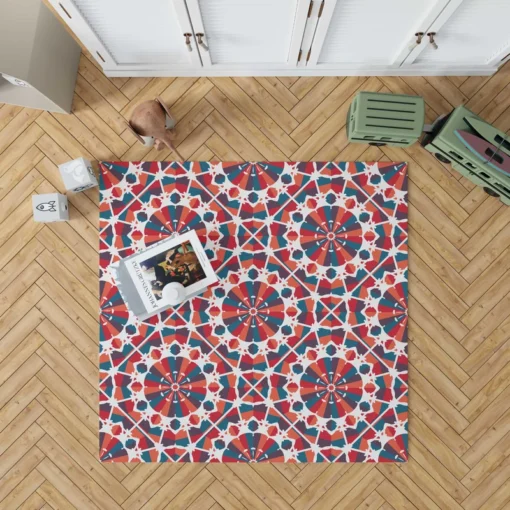 Moroccan Red Blue Design Rug