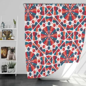 Moroccan Red Blue Design Shower Curtain