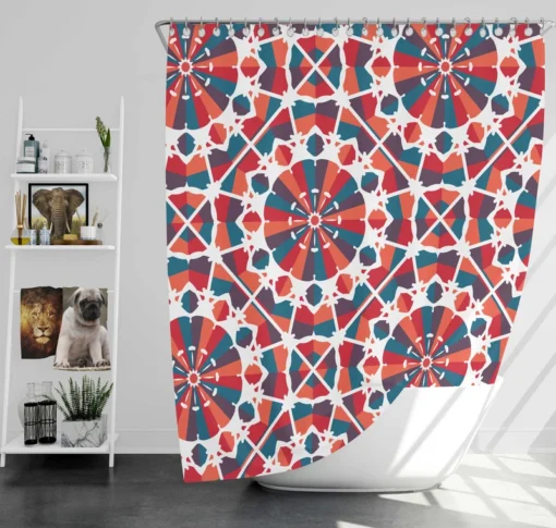 Moroccan Red Blue Design Shower Curtain