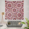 Moroccan Red Blue Design Wall Tapestry