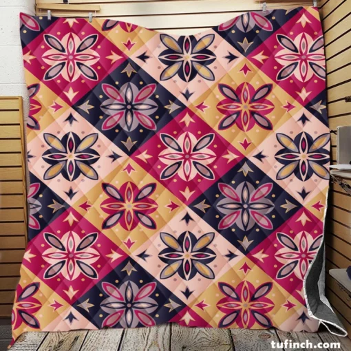 Moroccan Style Floral Pattern Quilt Blanket