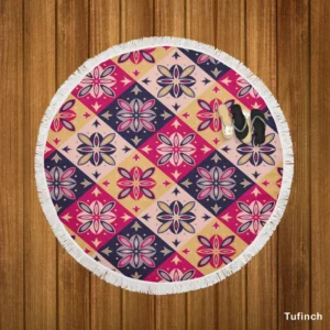 Moroccan Style Floral Pattern Round Beach Towel