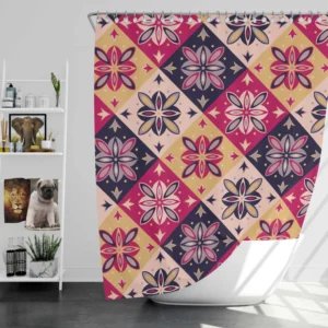 Moroccan Style Floral Pattern Shower Curtain