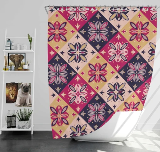 Moroccan Style Floral Pattern Shower Curtain