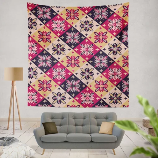 Moroccan Style Floral Pattern Wall Tapestry