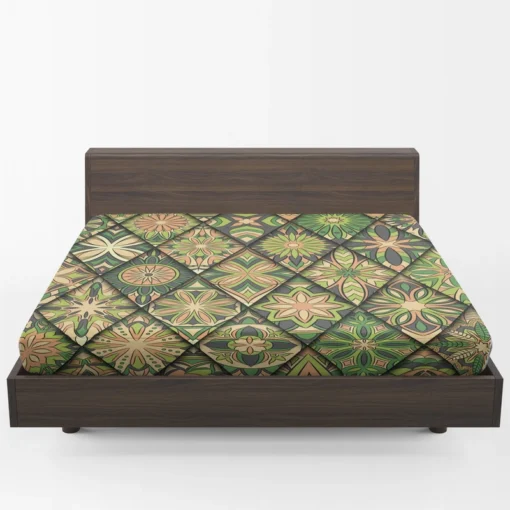 Moroccan Whild Green Pattern Fitted Sheet 1