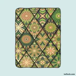 Moroccan Whild Green Pattern Fleece Blanket 1