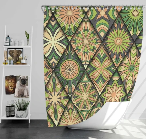 Moroccan Whild Green Pattern Shower Curtain