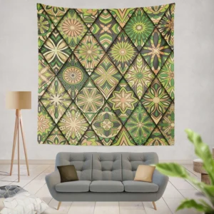 Moroccan Whild Green Pattern Wall Tapestry