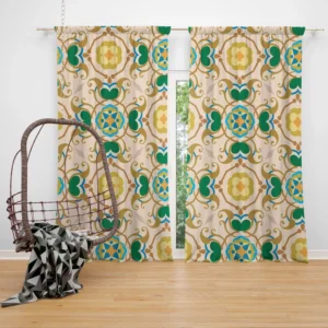 Morocco Yellow Green Nature Pattern Curtain