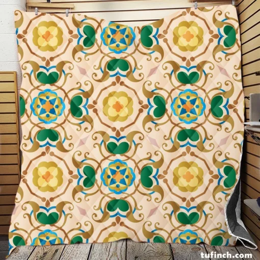 Morocco Yellow Green Nature Pattern Quilt Blanket