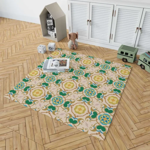 Morocco Yellow Green Nature Pattern Rug 1