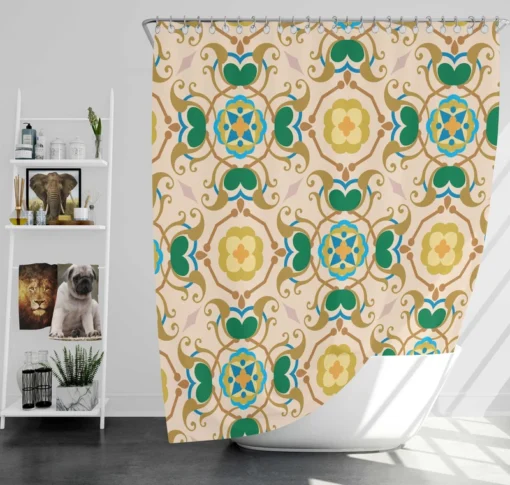 Morocco Yellow Green Nature Pattern Shower Curtain