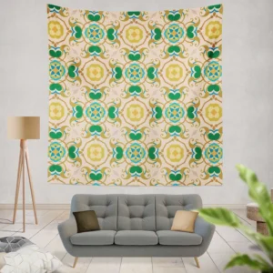 Morocco Yellow Green Nature Pattern Wall Tapestry