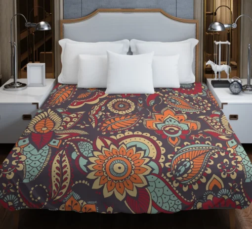 Motley Oriental Paisley Design Duvet Cover