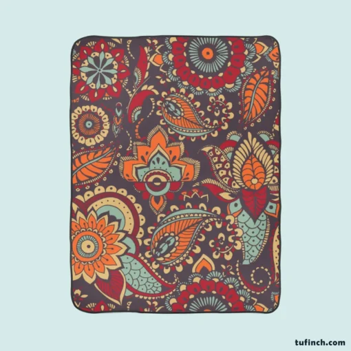 Motley Oriental Paisley Design Fleece Blanket 1