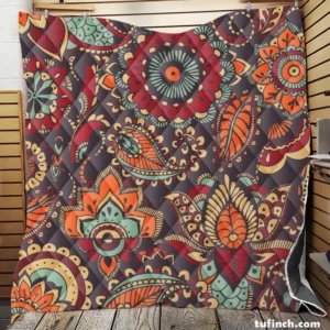 Motley Oriental Paisley Design Quilt Blanket