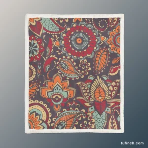 Motley Oriental Paisley Design Sherpa Fleece Blanket 1