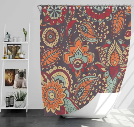 Motley Oriental Paisley Design Shower Curtain