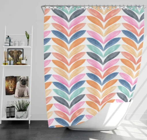 Multi Chevron Petal Zigzag Shower Curtain