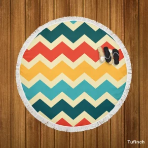 Multi Colored Zigzag Desing Round Beach Towel