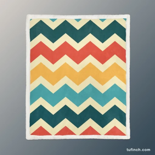 Multi Colored Zigzag Desing Sherpa Fleece Blanket 1