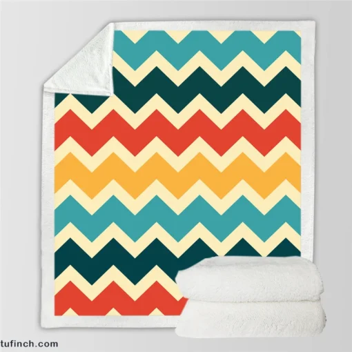 Multi Colored Zigzag Desing Sherpa Fleece Blanket