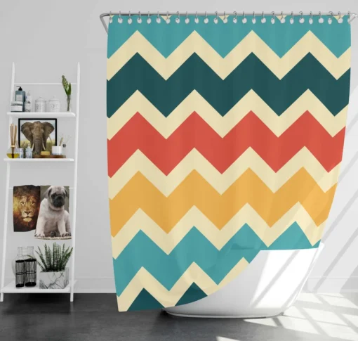 Multi Colored Zigzag Desing Shower Curtain