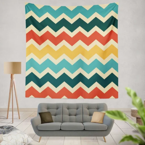 Multi Colored Zigzag Desing Wall Tapestry