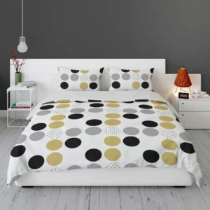 Multi Spots Gold Silver Black Polka Design Bedding Set 1